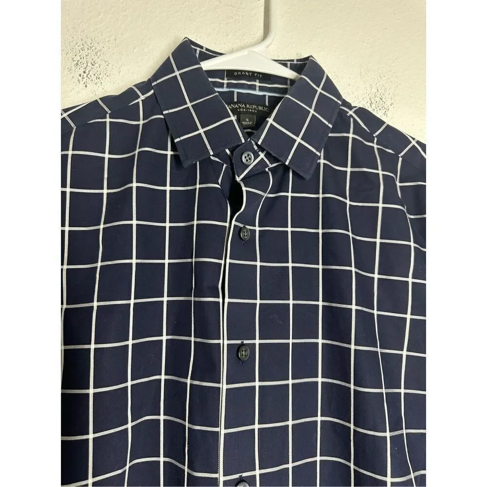 Banana Republic Non-Iron Grant Fit Navy Blue Men’s Shirt Long Sleeve Size S